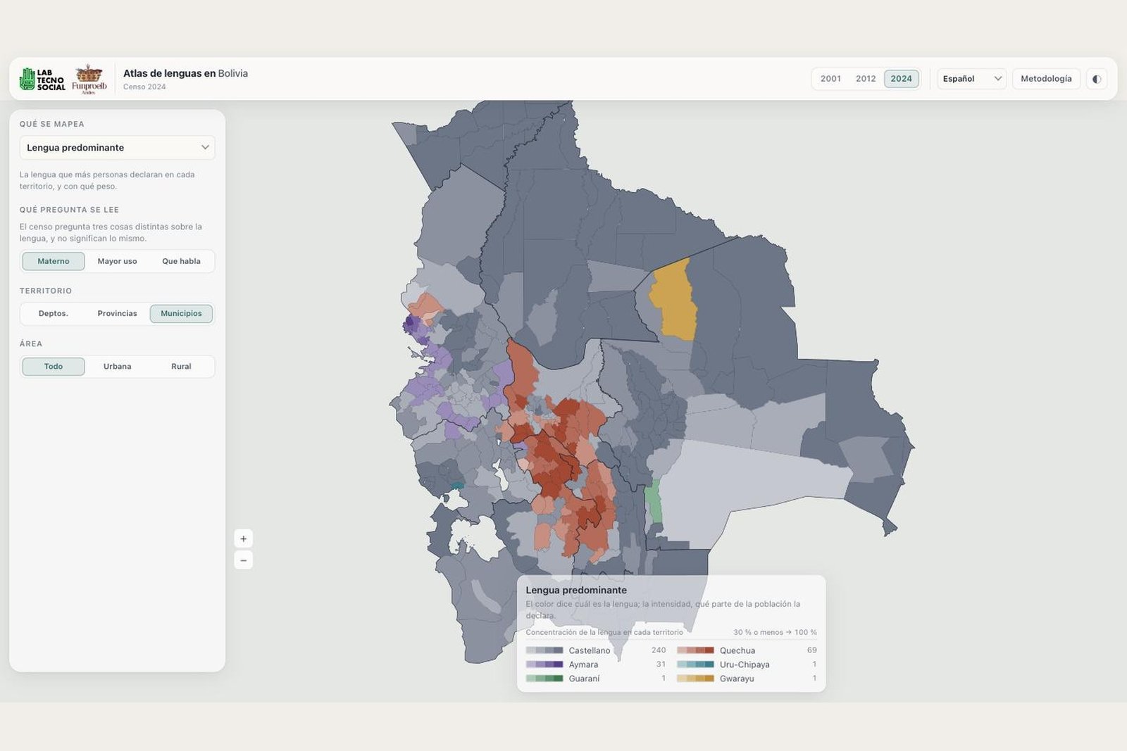 Atlas de lenguas en Bolivia: el mapa lingüístico del Censo 2024