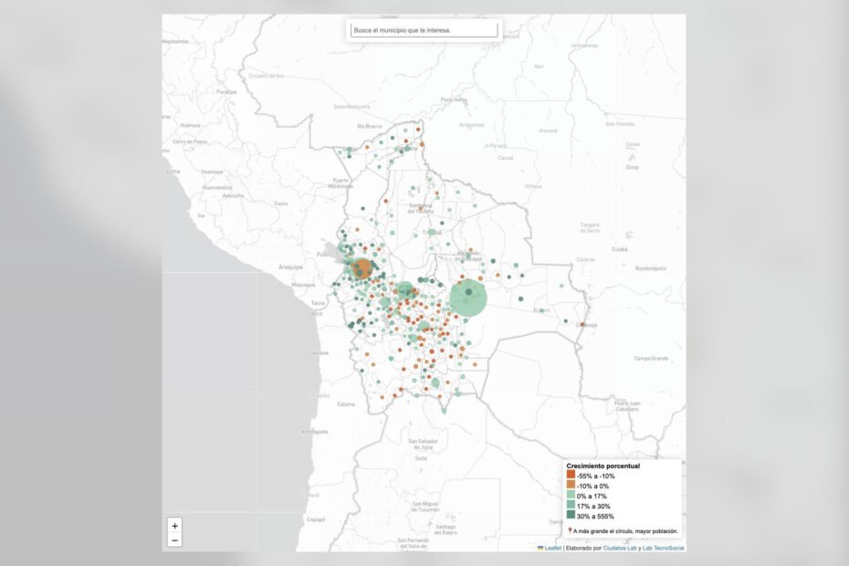 Mapa interactivo del crecimiento poblacional por municipio según el Censo 2024