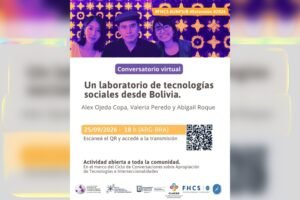 Afiche del conversatorio Un laboratorio de tecnologías sociales desde Bolivia