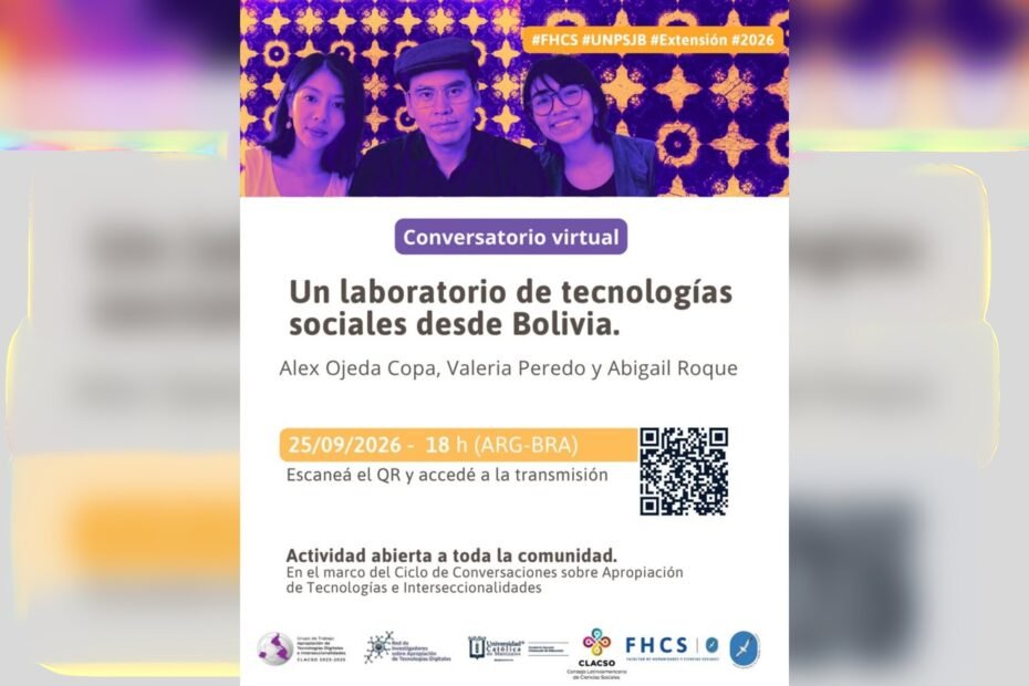 Afiche del conversatorio Un laboratorio de tecnologías sociales desde Bolivia