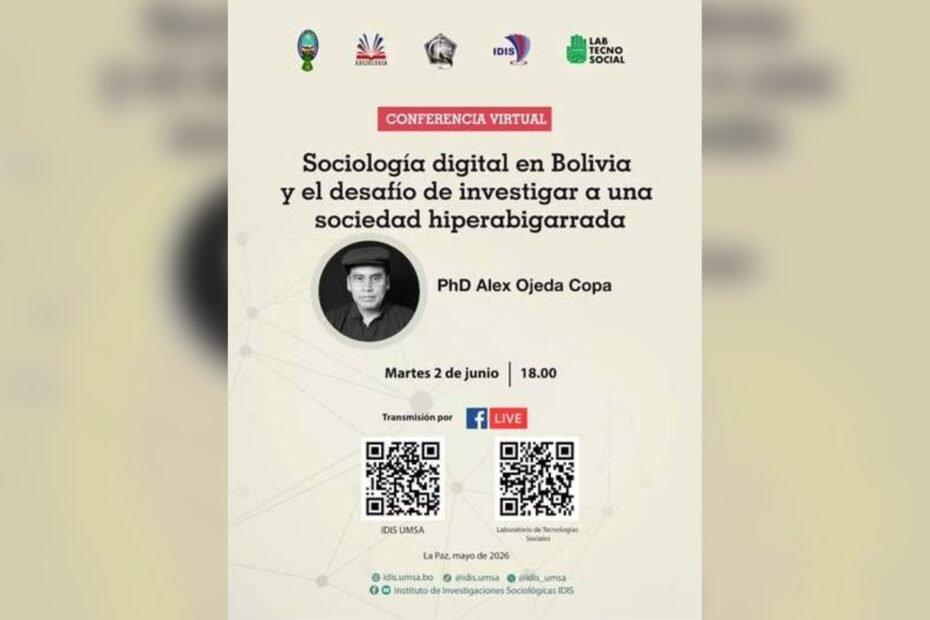 Afiche de la conferencia Sociología digital en Bolivia